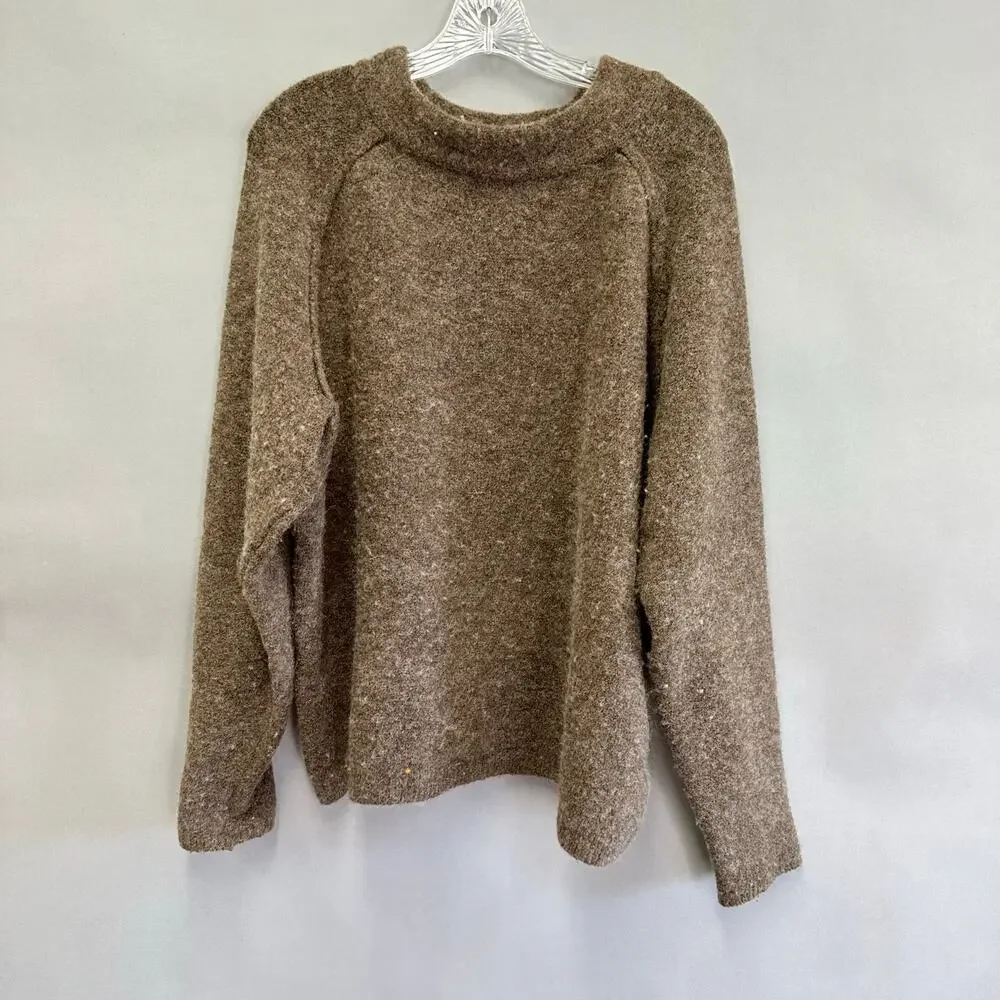 Free People Bubble boucle sweater in brown Size Large boxy‎ wool blend
